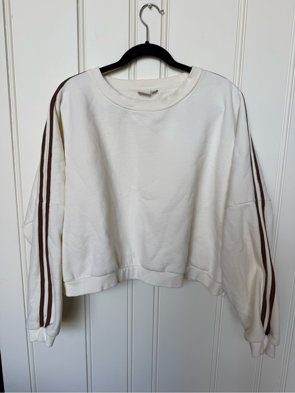Rhythm Crewneck Sweatshirt - White with Brown Stripes